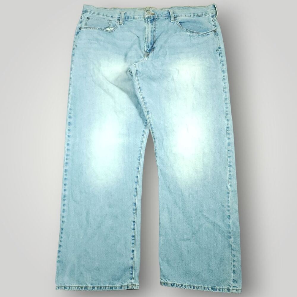 American Eagle Jeans Mens 42x32 Y2K Loose Wide Leg Baggy Distressed Light Wash